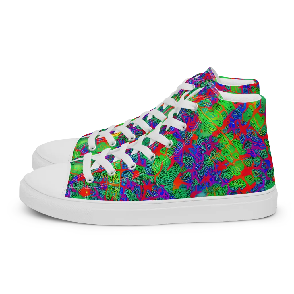 Neon Jungle Static on Women's High Top Canvas Shoes — Left
