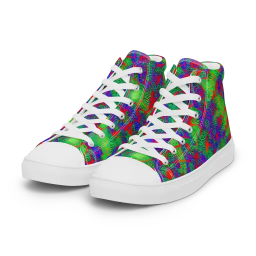 Neon Jungle Static on a Women's High Top Canvas Shoes