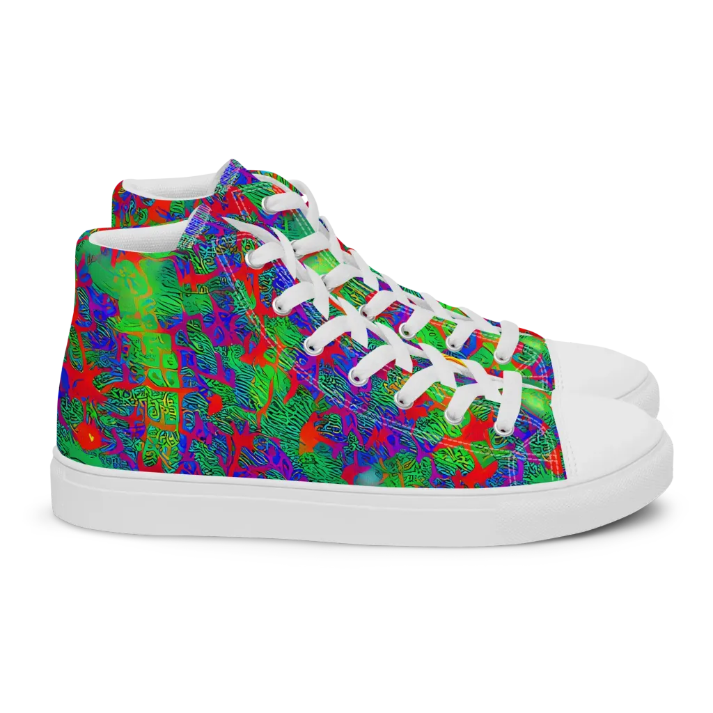 Neon Jungle Static on Women's High Top Canvas Shoes — Right