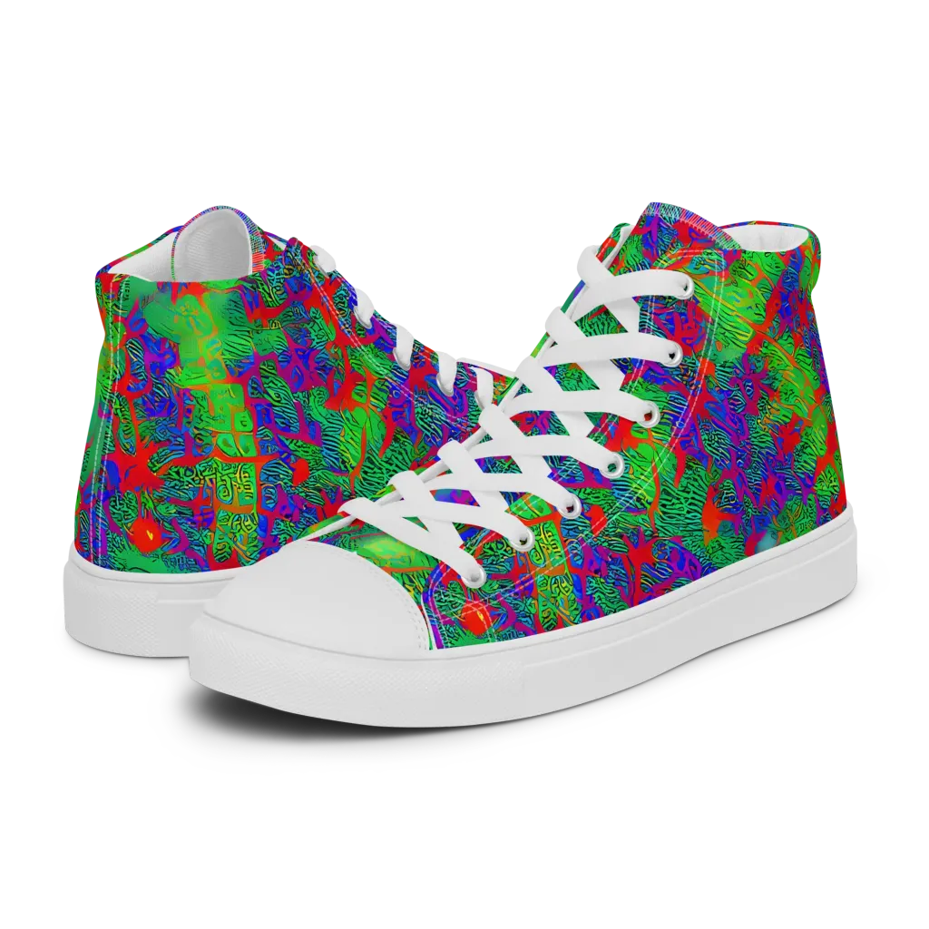 Neon Jungle Static on Women's High Top Canvas Shoes — Left