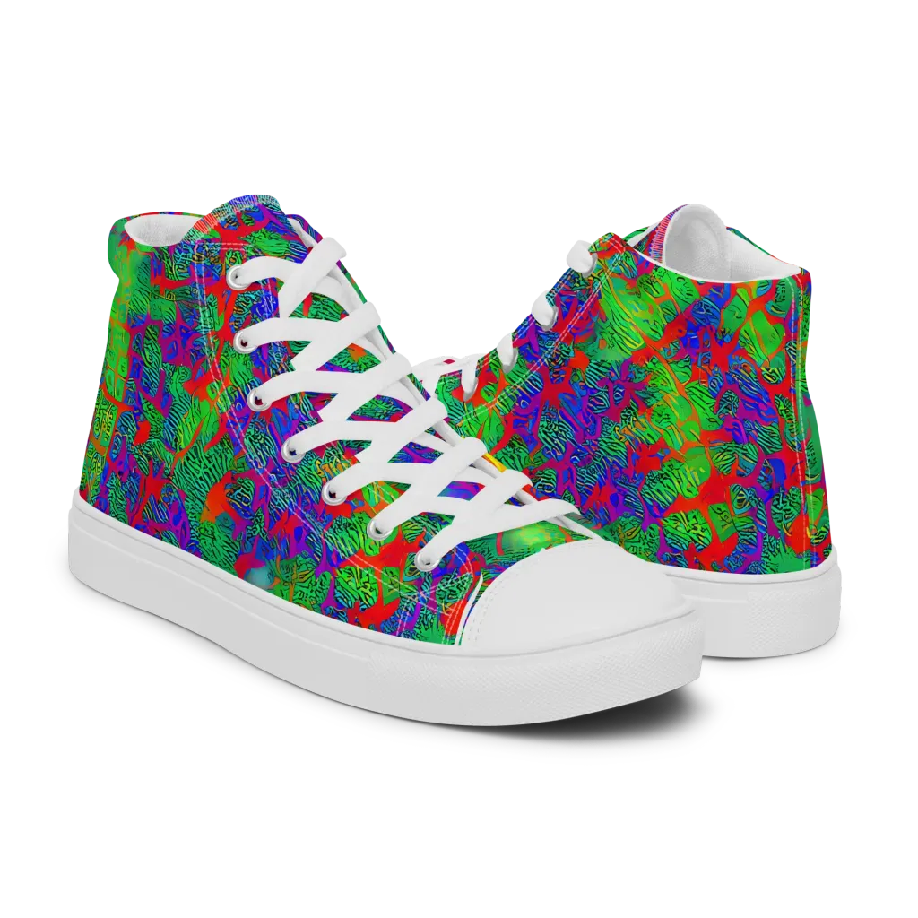 Neon Jungle Static on Women's High Top Canvas Shoes — Right