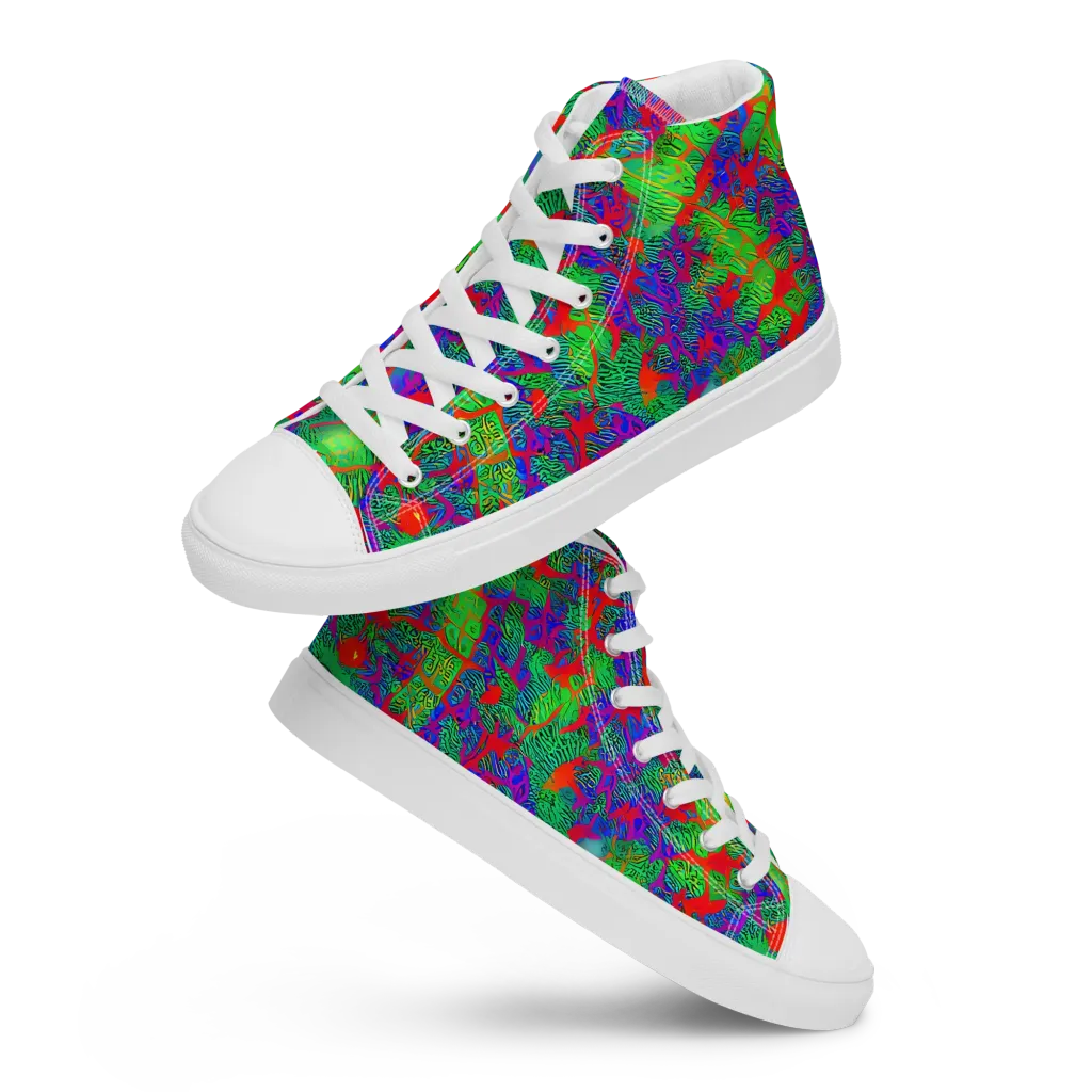 Neon Jungle Static on Women's High Top Canvas Shoes — Front