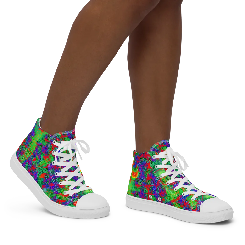 Neon Jungle Static on Women's High Top Canvas Shoes — Right