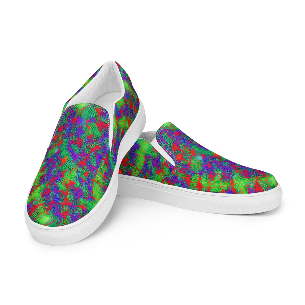Neon Jungle Static on Men's Slip-On Canvas Shoes — Left Front