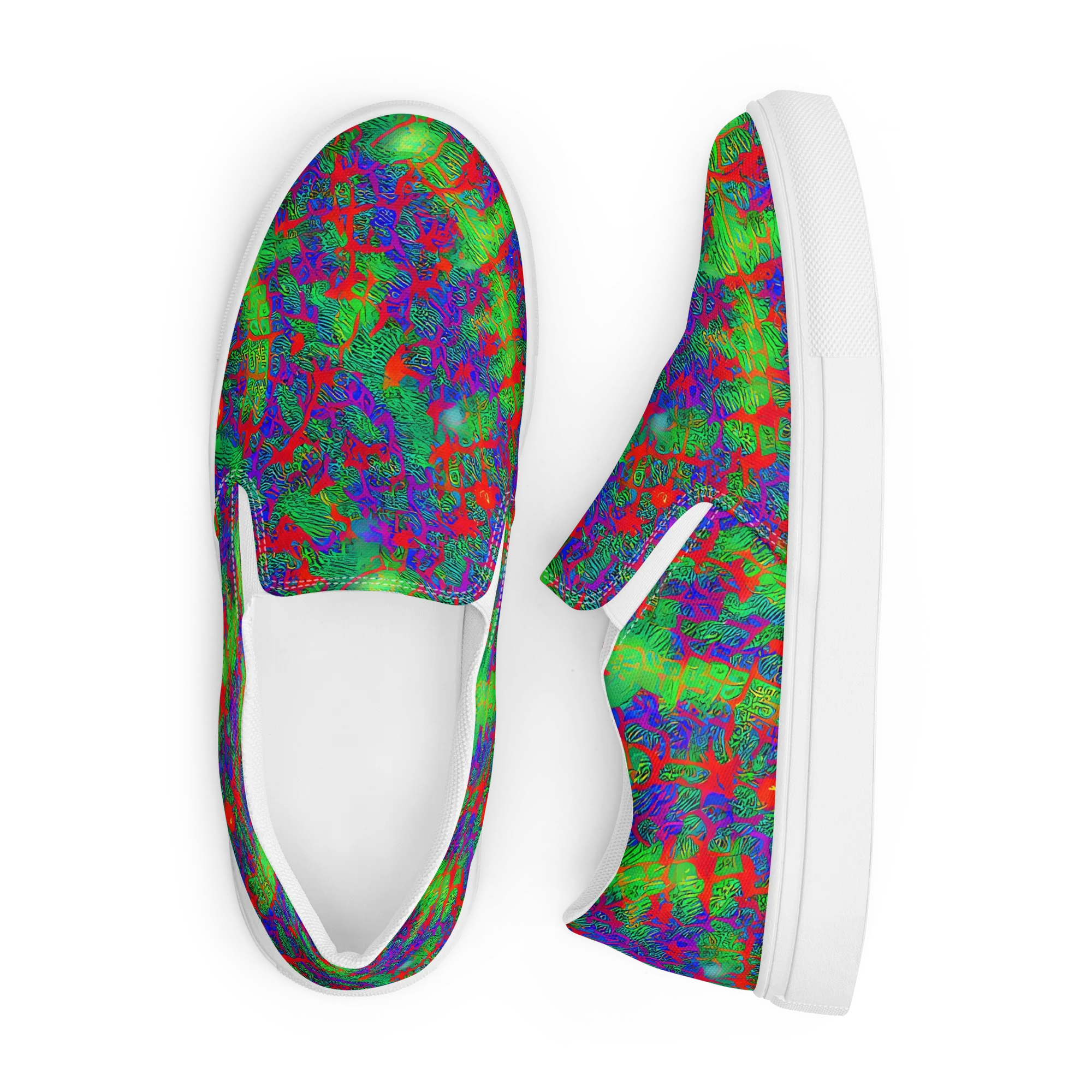 Neon Jungle Static on Men's Slip-On Canvas Shoes — Front