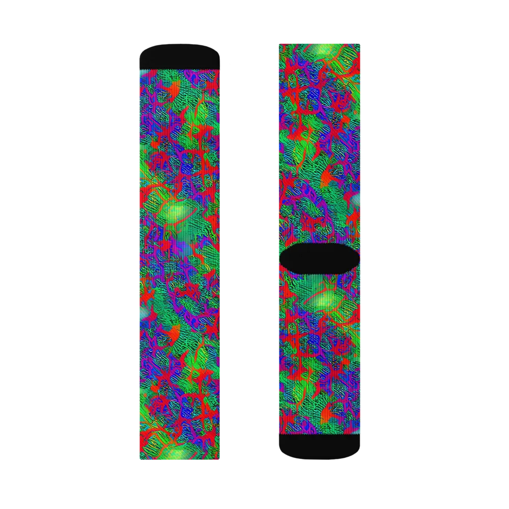 Neon Jungle Static on Socks — Left Sock