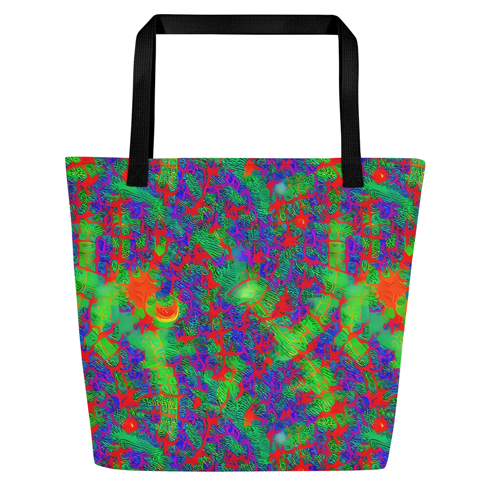 Neon Jungle Static on Large Tote Bag W/ Pocket — Front