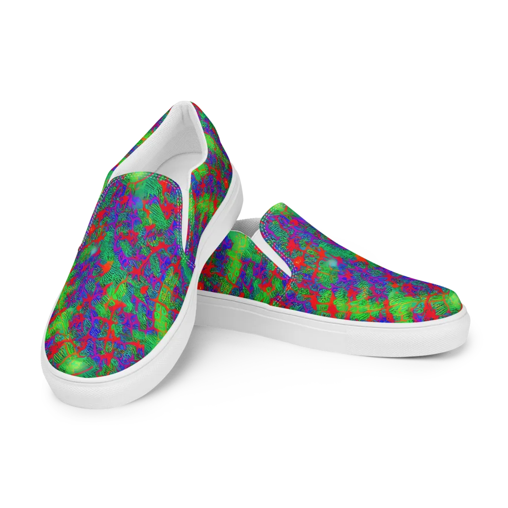Neon Jungle Static on Women's Slip-On Canvas Shoes — Left Front