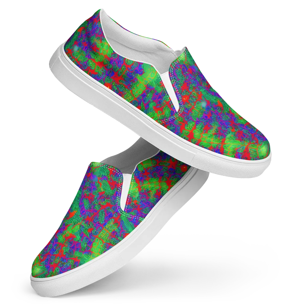 Neon Jungle Static on Women's Slip-On Canvas Shoes — Front