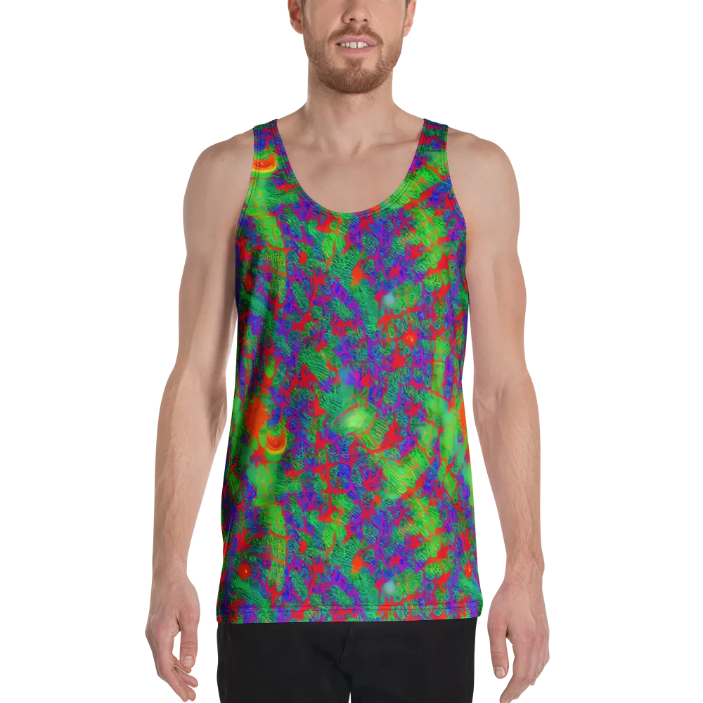 Neon Jungle Static on Men's Tank Top — Front