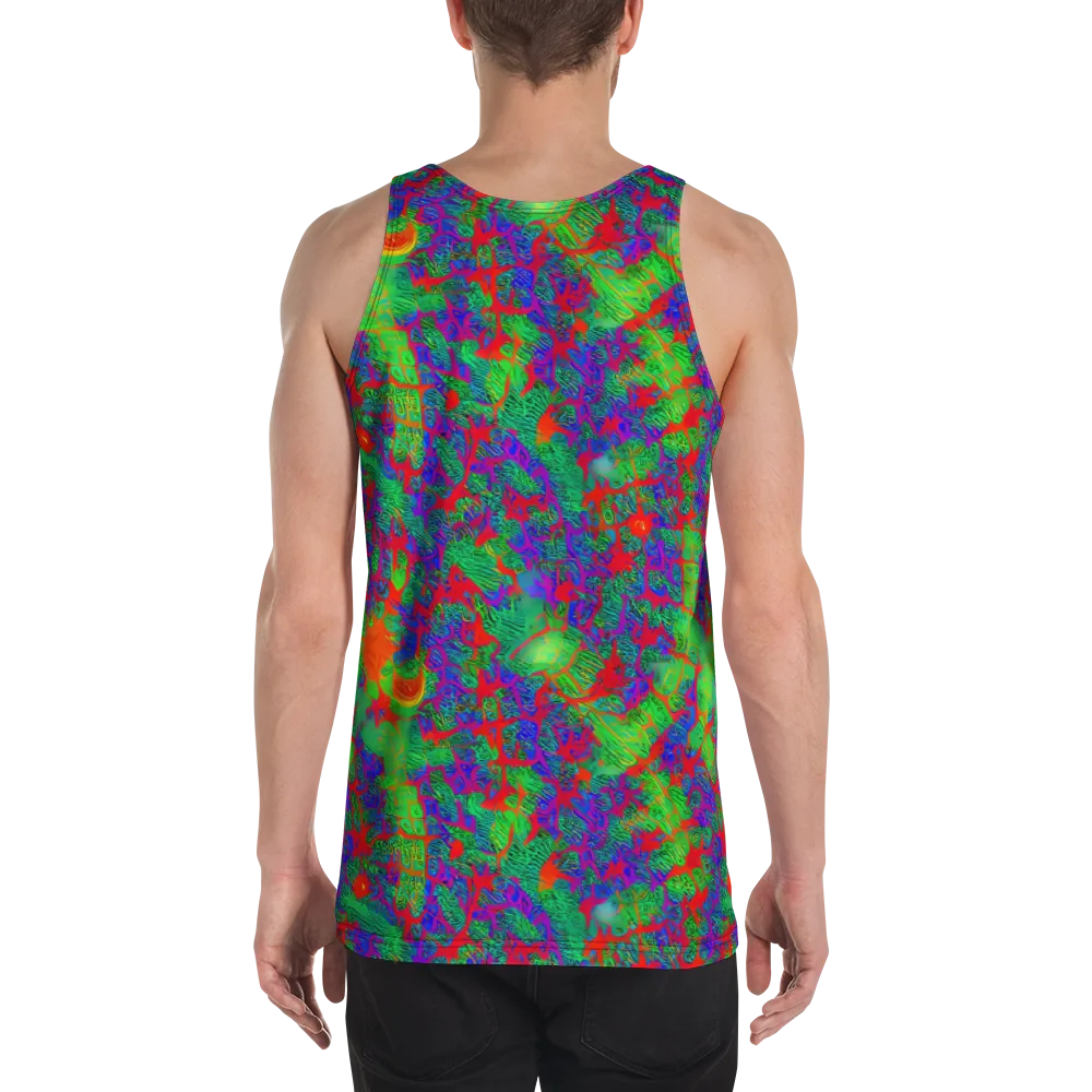 Neon Jungle Static on Men's Tank Top — Back
