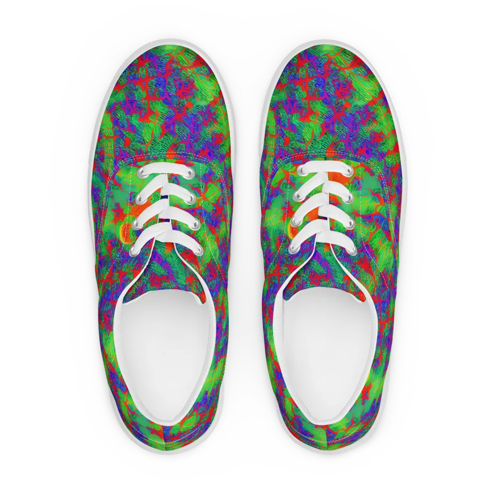Neon Jungle Static on Men's Lace-Up Canvas Shoes — Front
