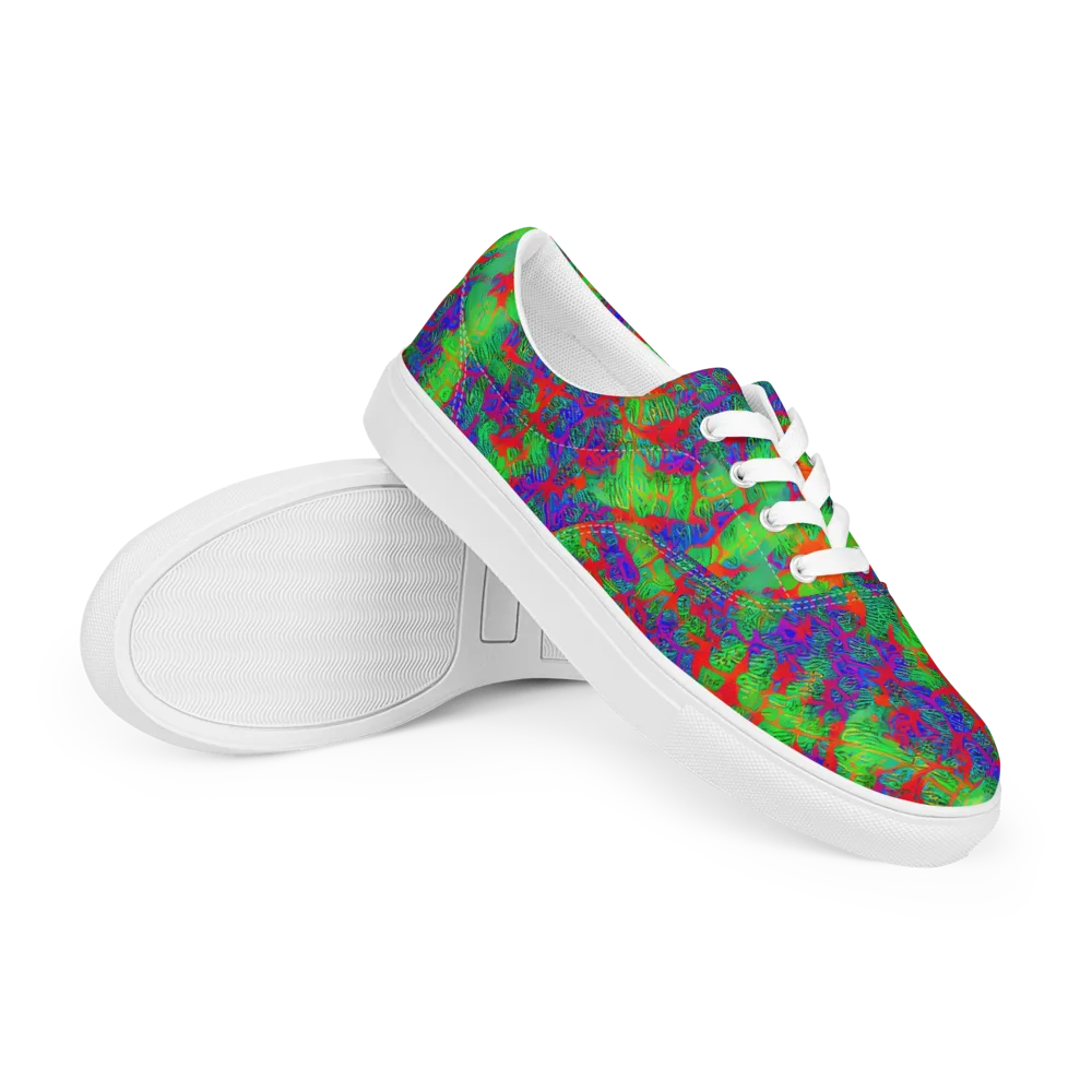 Neon Jungle Static on Men's Lace-Up Canvas Shoes — Right Front