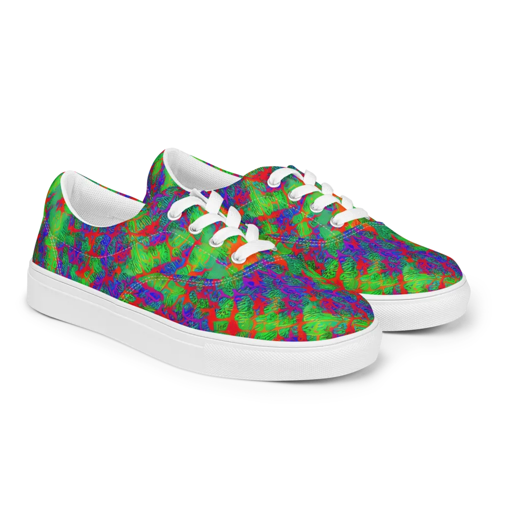 Neon Jungle Static on Men's Lace-Up Canvas Shoes — Right Front