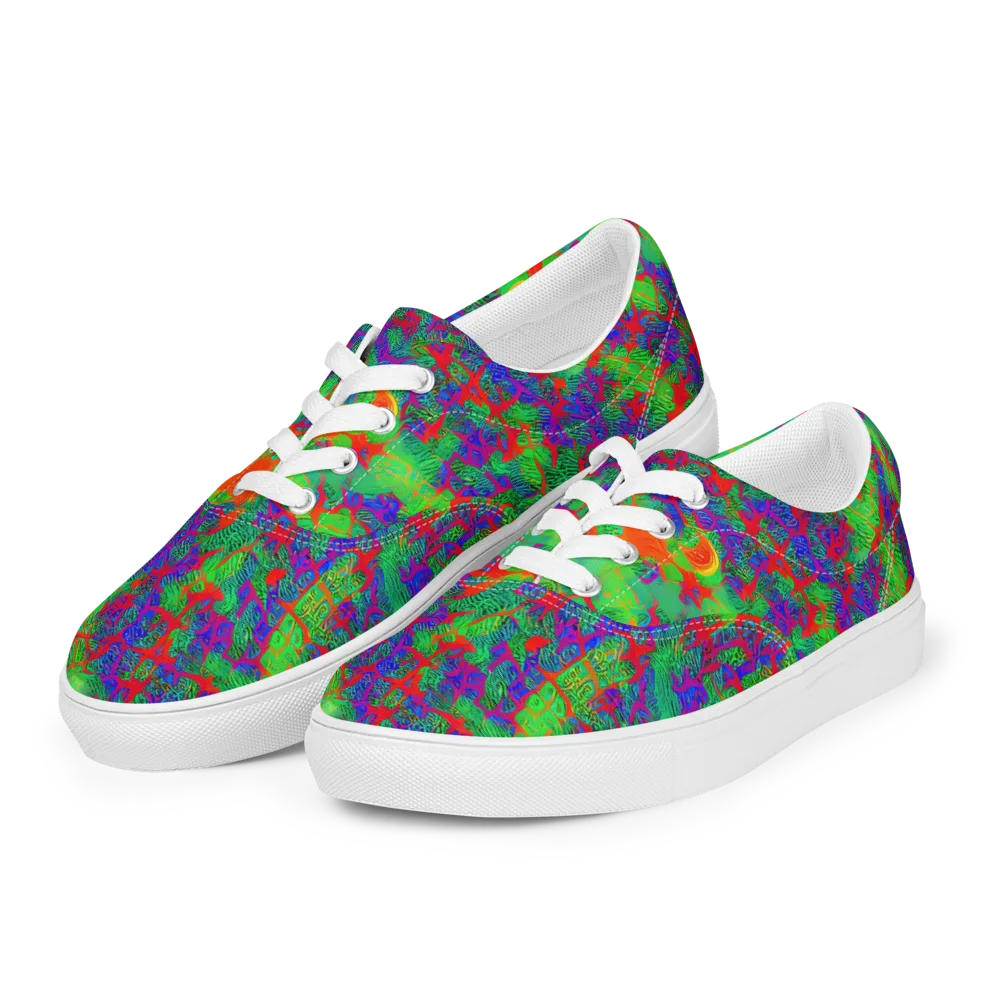 Neon Jungle Static on Men's Lace-Up Canvas Shoes — Left Front
