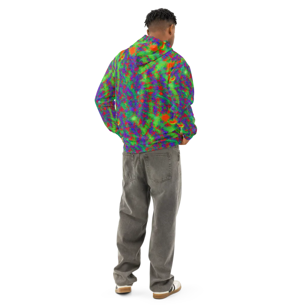 Neon Jungle Static on Cotton Hoodie — Back