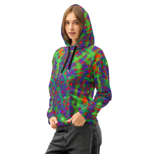 Neon Jungle Static on a Cotton Hoodie