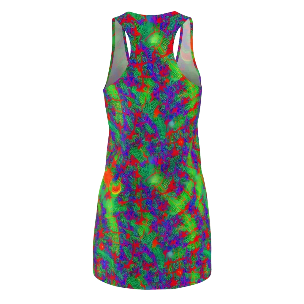 Neon Jungle Static on Racerback Dress — Back