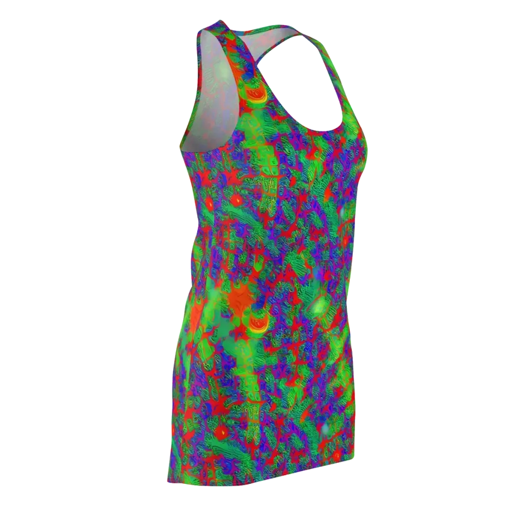 Neon Jungle Static on Racerback Dress — Front Side