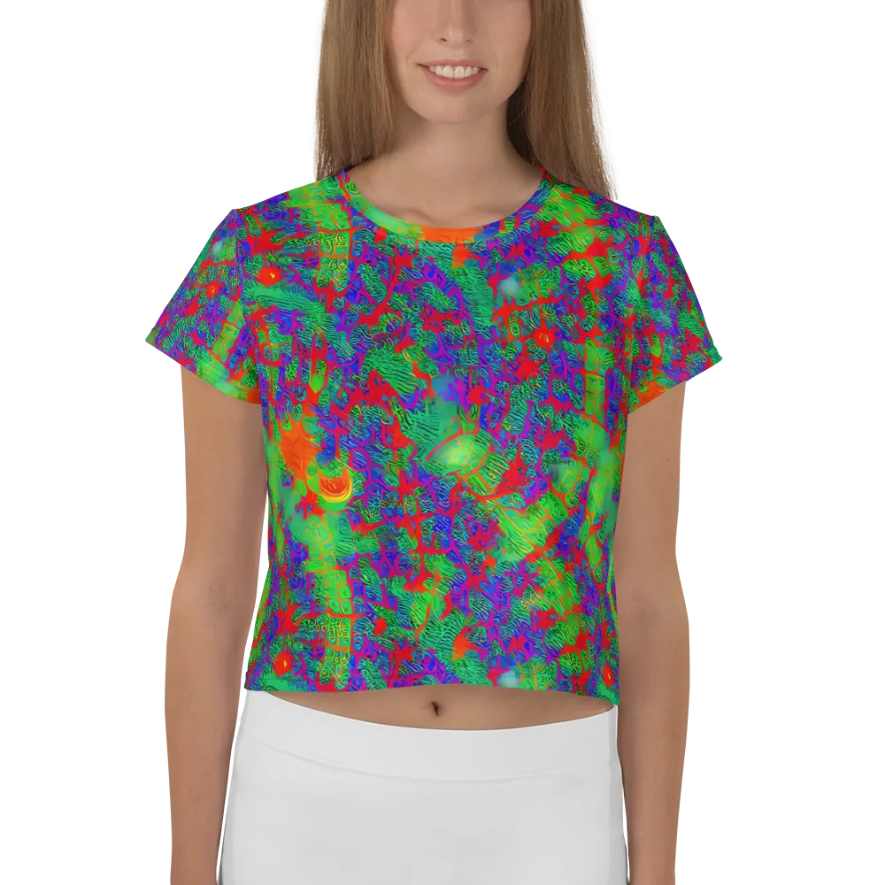Neon Jungle Static on Crop Tee — Front