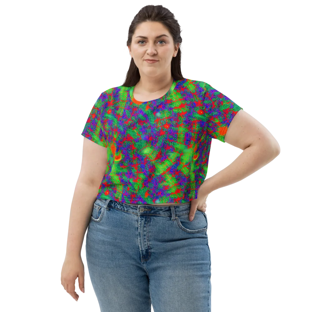 Neon Jungle Static on Crop Tee — Front