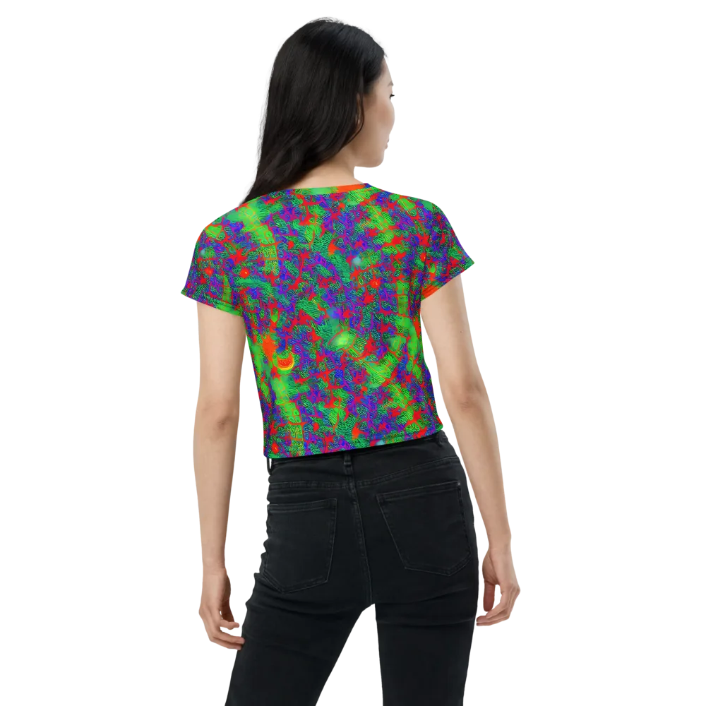 Neon Jungle Static on Crop Tee — Back