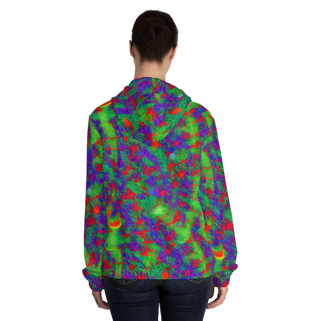 Neon Jungle Static on Women's Full-Zip Hoodie — Back On Person