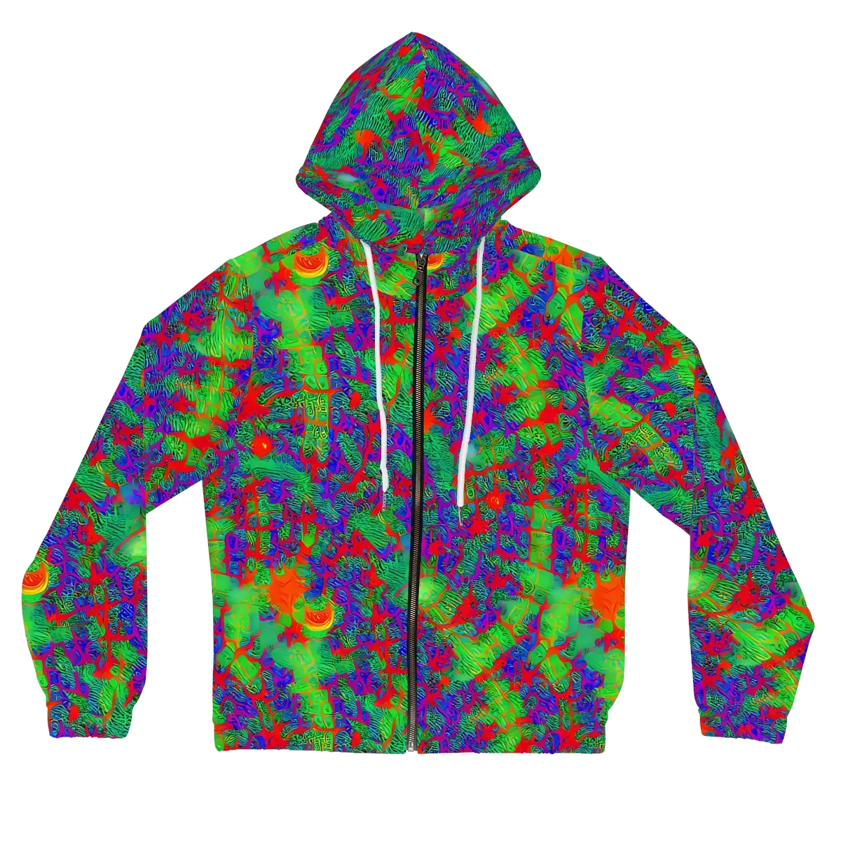 Neon Jungle Static on Women's Full-Zip Hoodie — Front