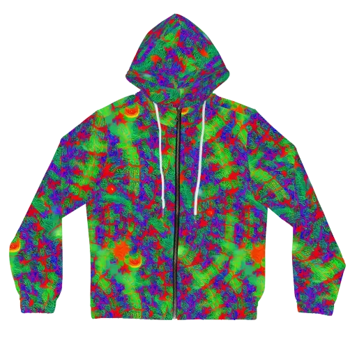 Neon Jungle Static on a Women's Full-Zip Hoodie