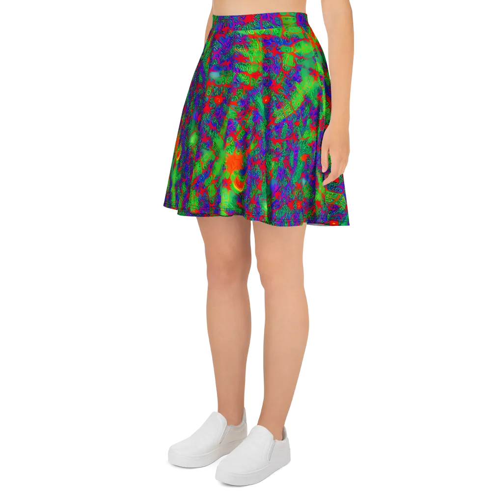 Neon Jungle Static on Skater Skirt — Left