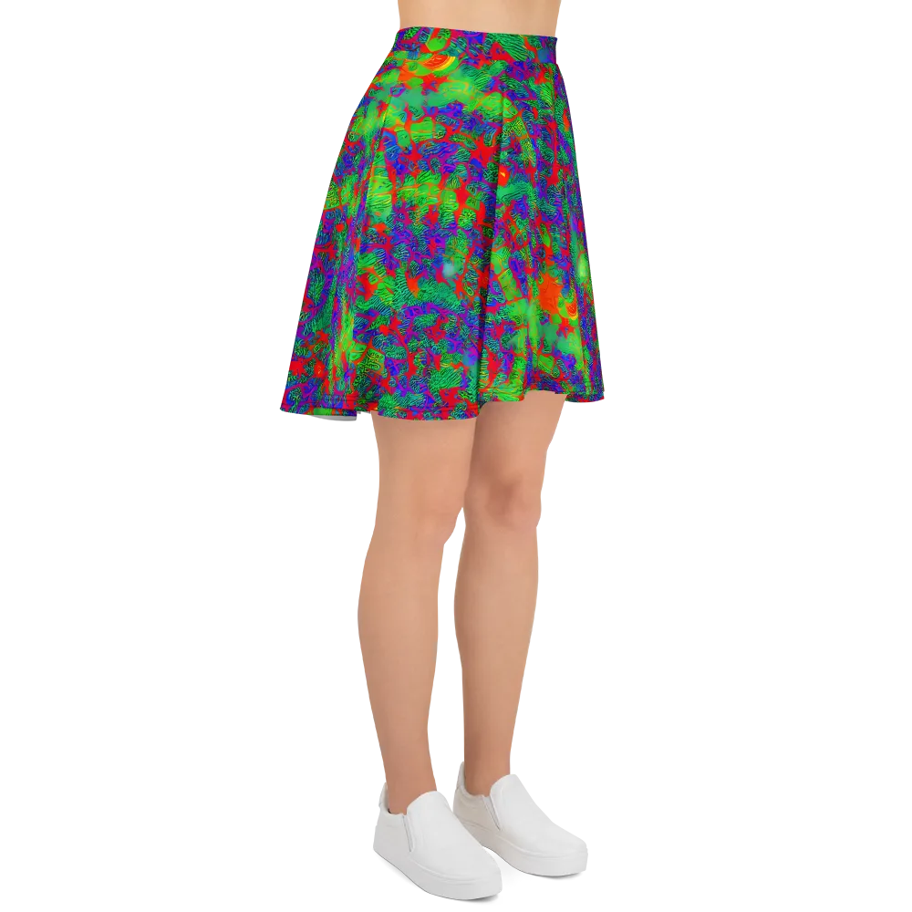 Neon Jungle Static on Skater Skirt — Right