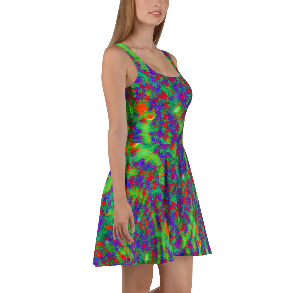 Neon Jungle Static on Skater Dress — Right