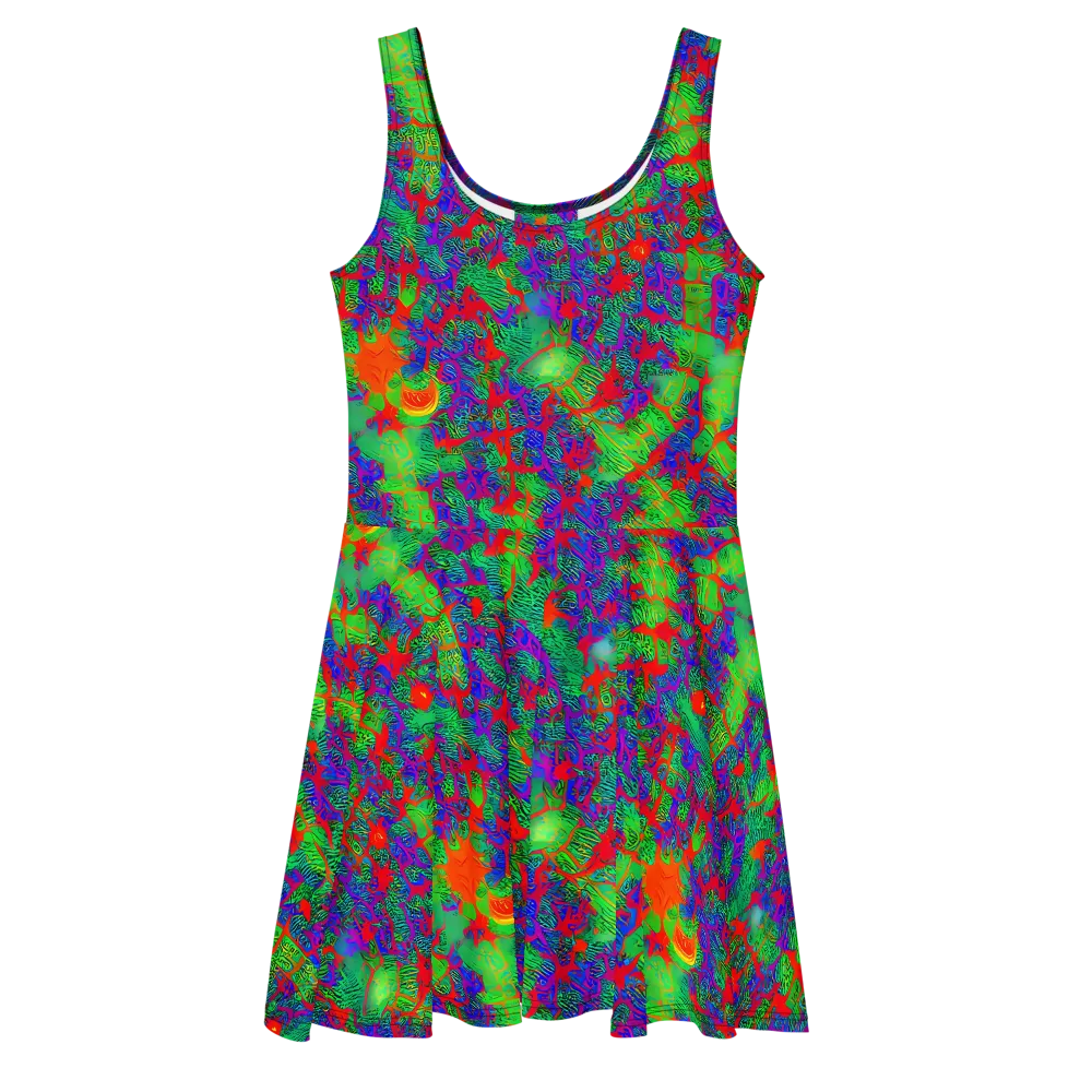 Neon Jungle Static on Skater Dress — Front