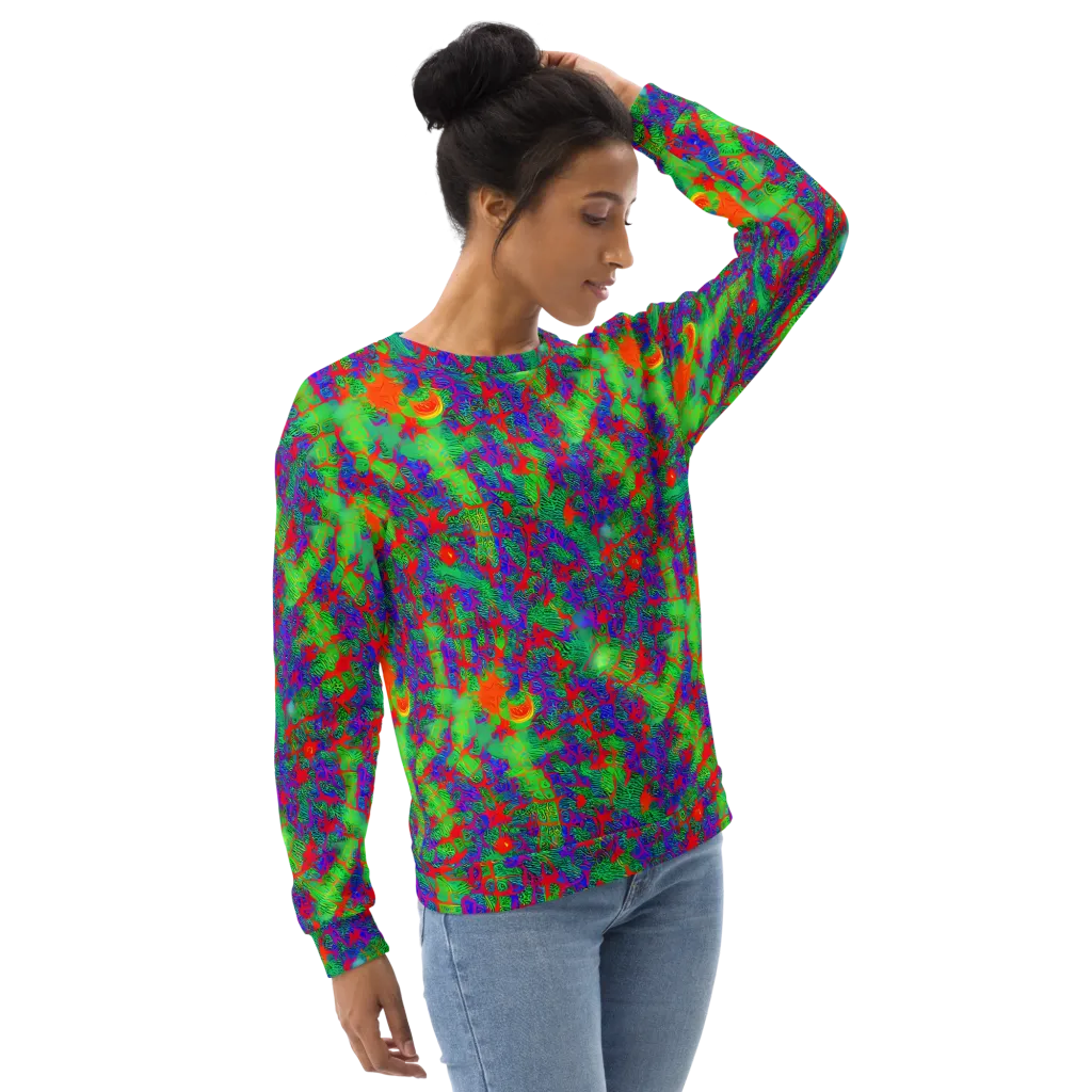 Neon Jungle Static on Sweatshirt — Right Front