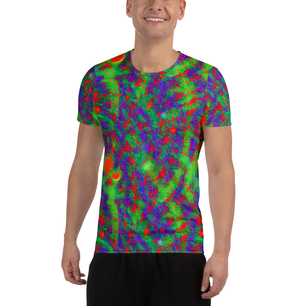 Neon Jungle Static on Men's Athletic T-Shirt — Front