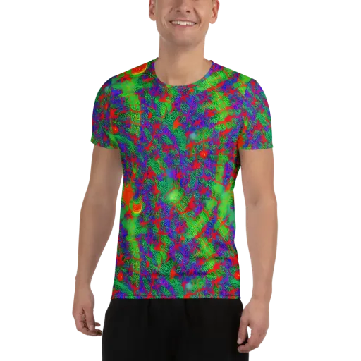 Neon Jungle Static on a Men's Athletic T-Shirt