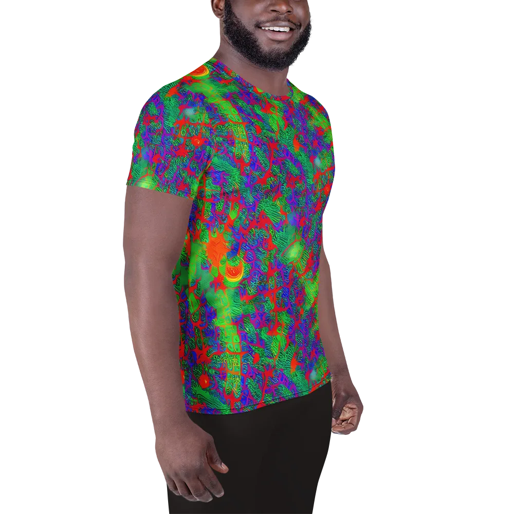 Neon Jungle Static on Men's Athletic T-Shirt — Right