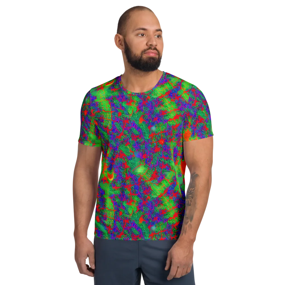 Neon Jungle Static on Men's Athletic T-Shirt — Front
