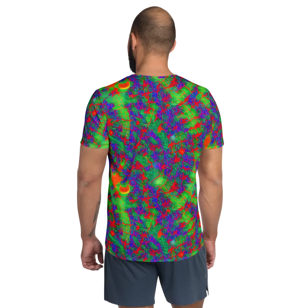 Neon Jungle Static on Men's Athletic T-Shirt — Back