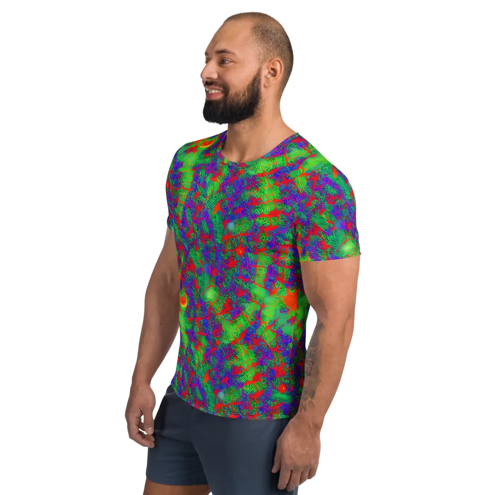 Neon Jungle Static on Men's Athletic T-Shirt — Left