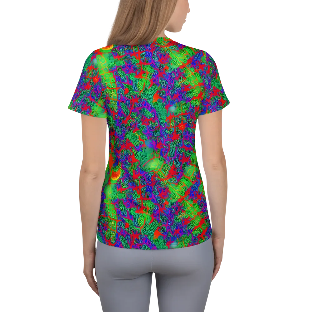 Neon Jungle Static on Women's Athletic T-Shirt — Back