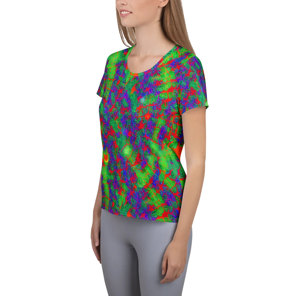 Neon Jungle Static on Women's Athletic T-Shirt — Left
