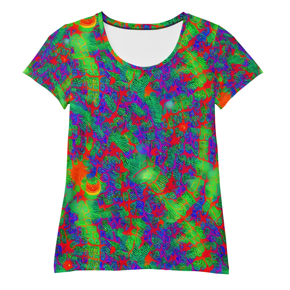 Neon Jungle Static on Women's Athletic T-Shirt — Front