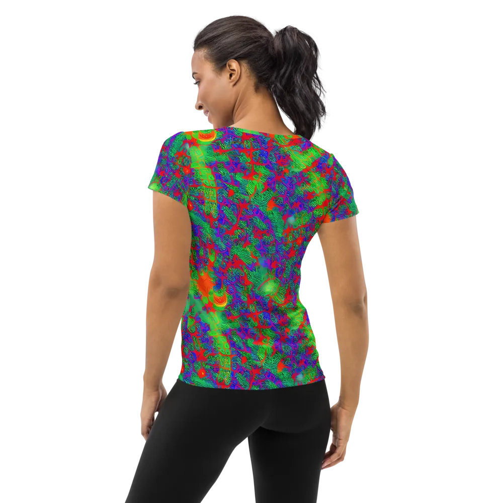 Neon Jungle Static on Women's Athletic T-Shirt — Back