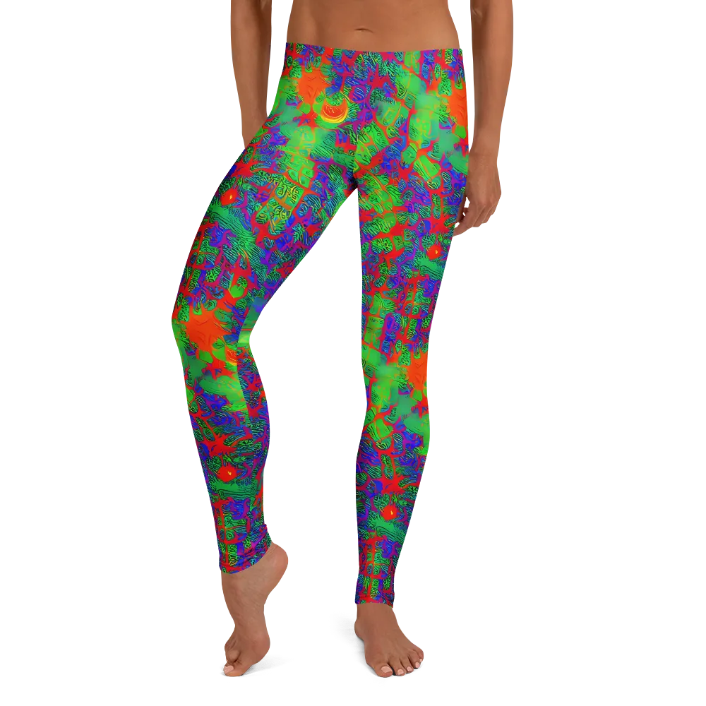 Neon Jungle Static on Leggings — Front