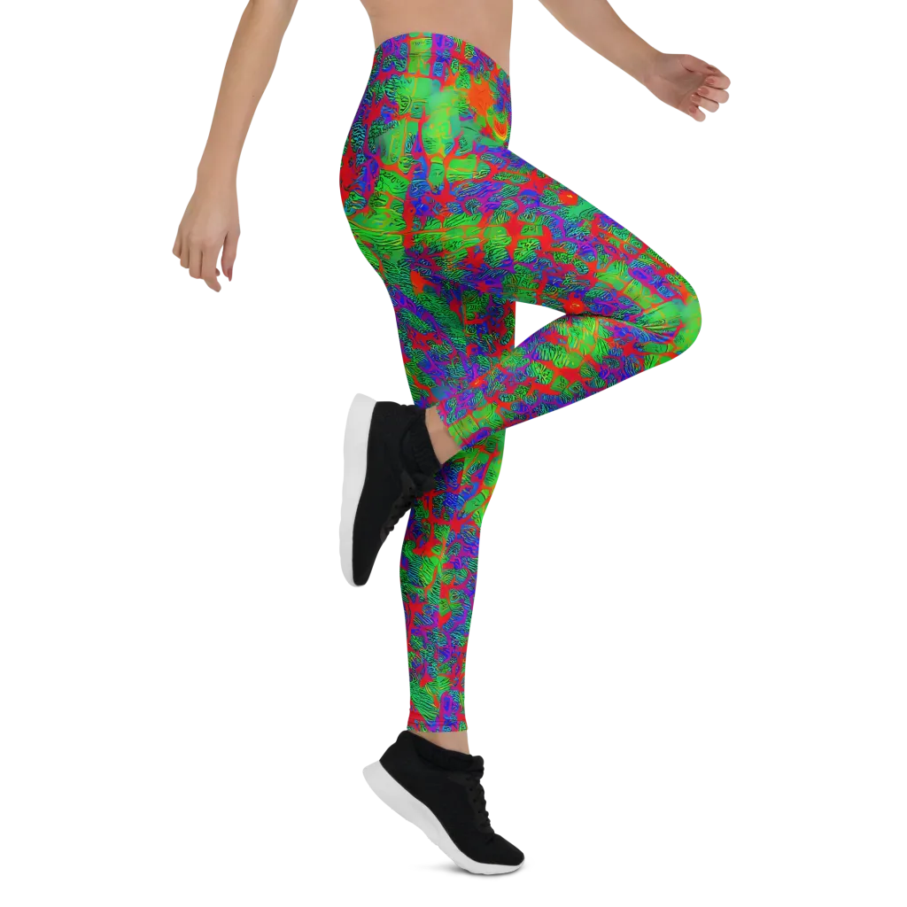 Neon Jungle Static on Leggings — Right