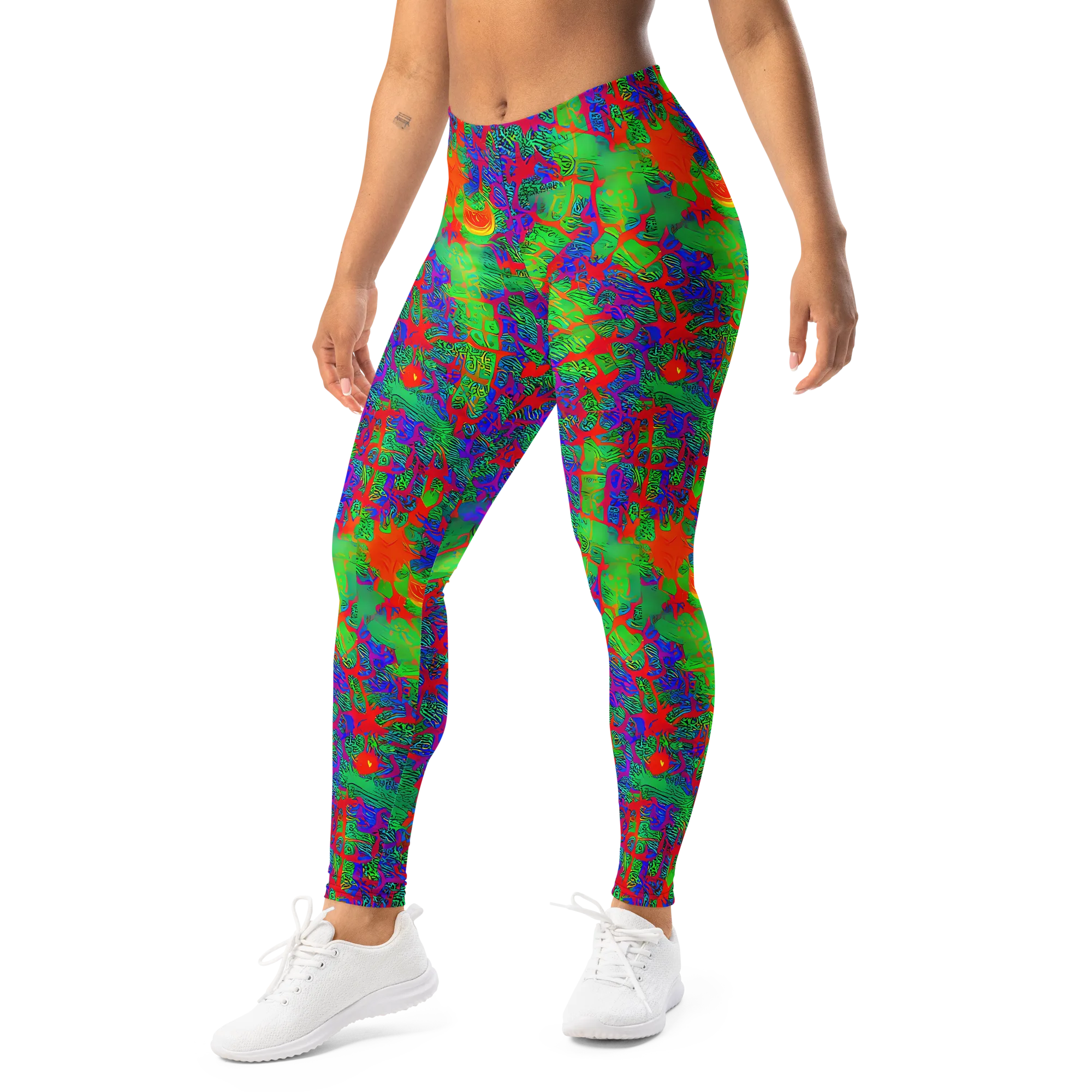 Neon Jungle Static on Leggings — Left Front