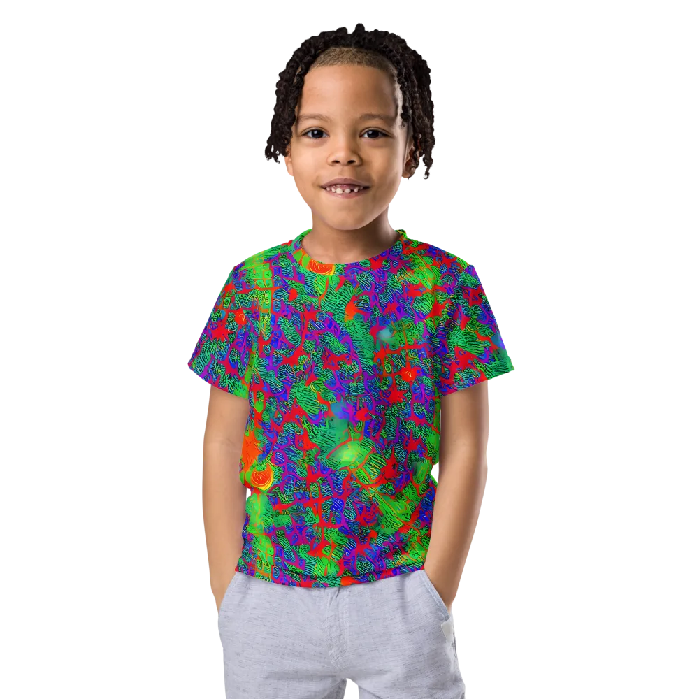 Neon Jungle Static on Kids Crew Neck T-Shirt — Front