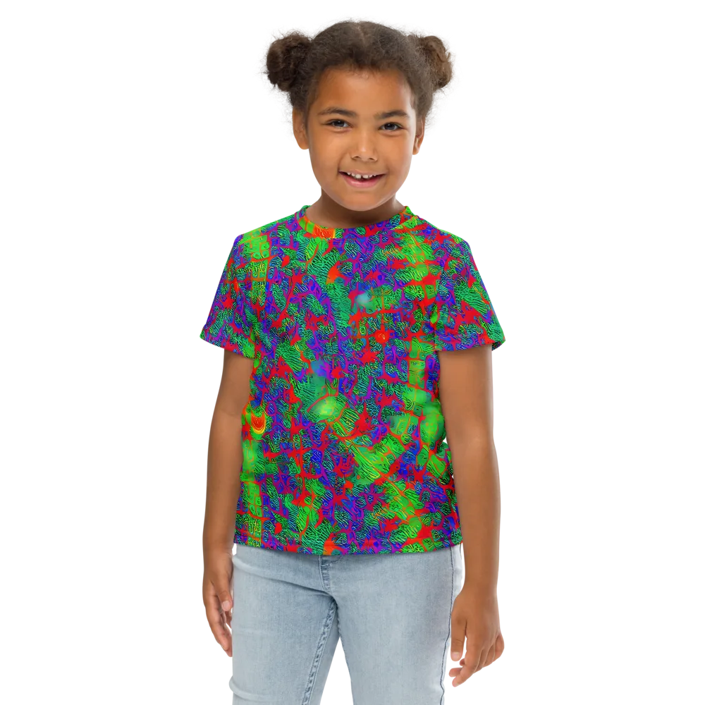 Neon Jungle Static on Kids Crew Neck T-Shirt — Front
