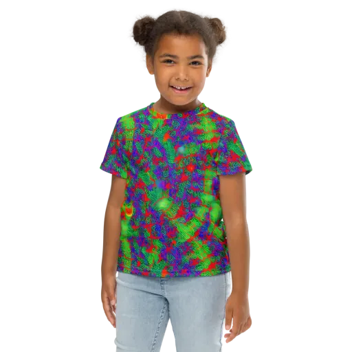 Neon Jungle Static on a Kids Crew Neck T-Shirt
